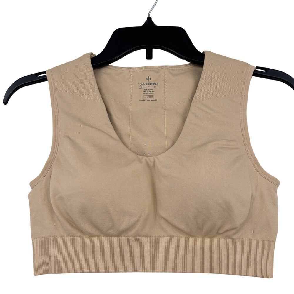 Tommie Copper Back Support Bra Size S Nude Beige Seamless Pull On Padded Stretch